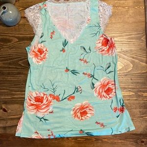 Womens lace trim tank top